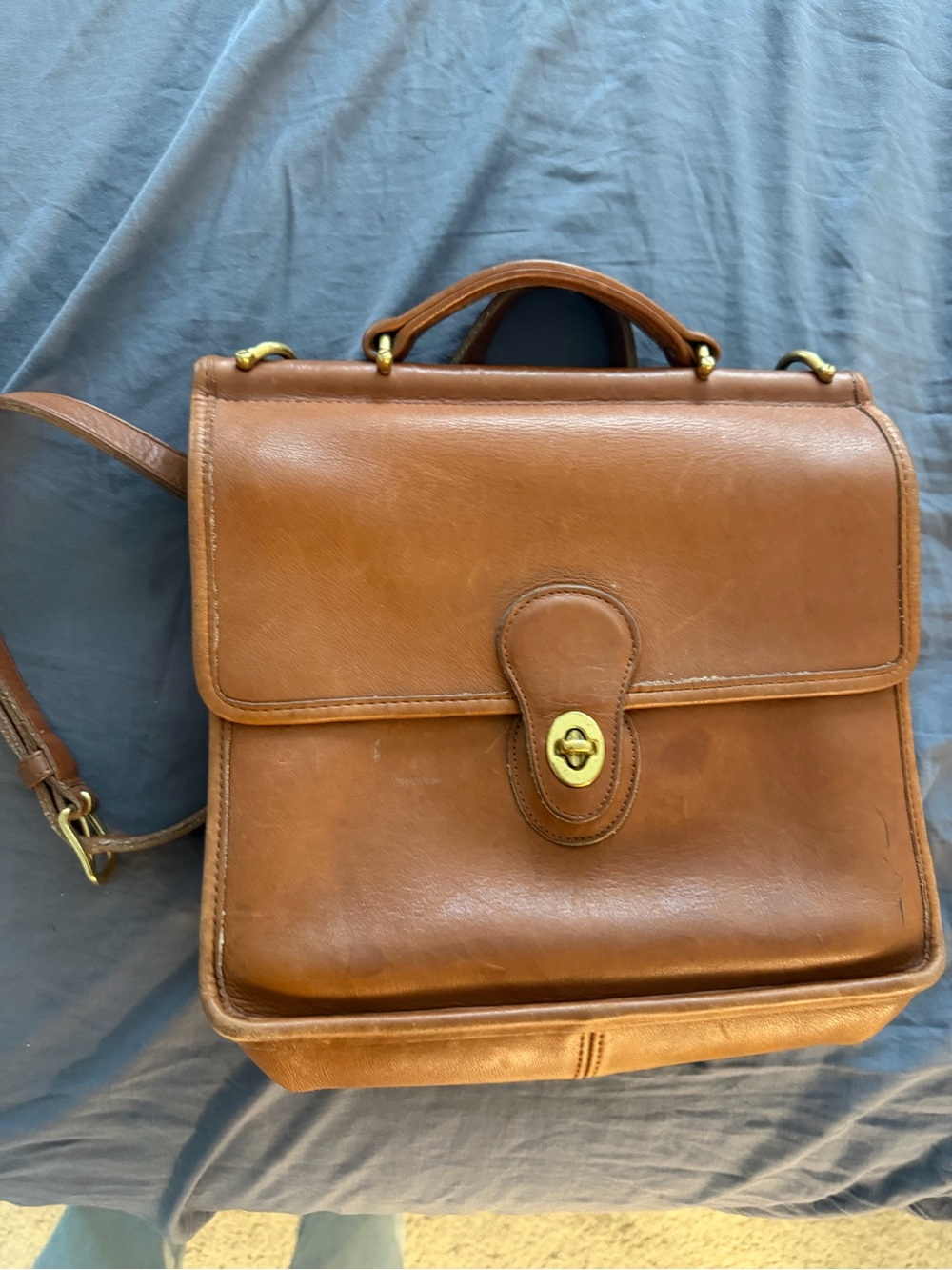Coach Brown Leather Top-Handle Shoulder Bag with Gold Hardware